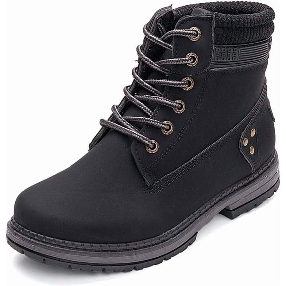 Women's Work Waterproof Hiking Combat Boots Lace up Low Heel Booties Ankle Boots
