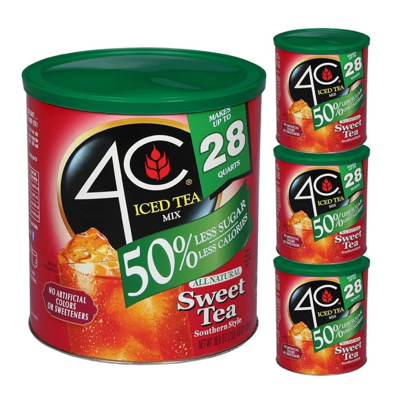 (3 pack) 4C Reduced Sugar Sweet Iced Tea, 28qt, 36.9oz