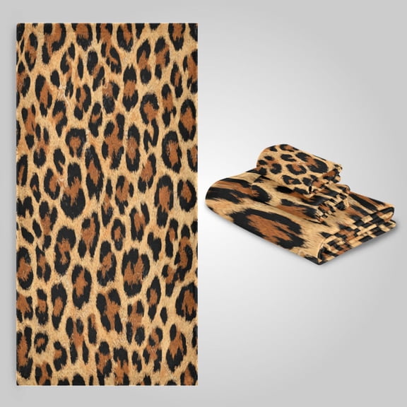 3 Sizes Towel Set - Bath Towel, Hand Towel & Washcloth for Daily Household Use Wild Amber Cheetah
