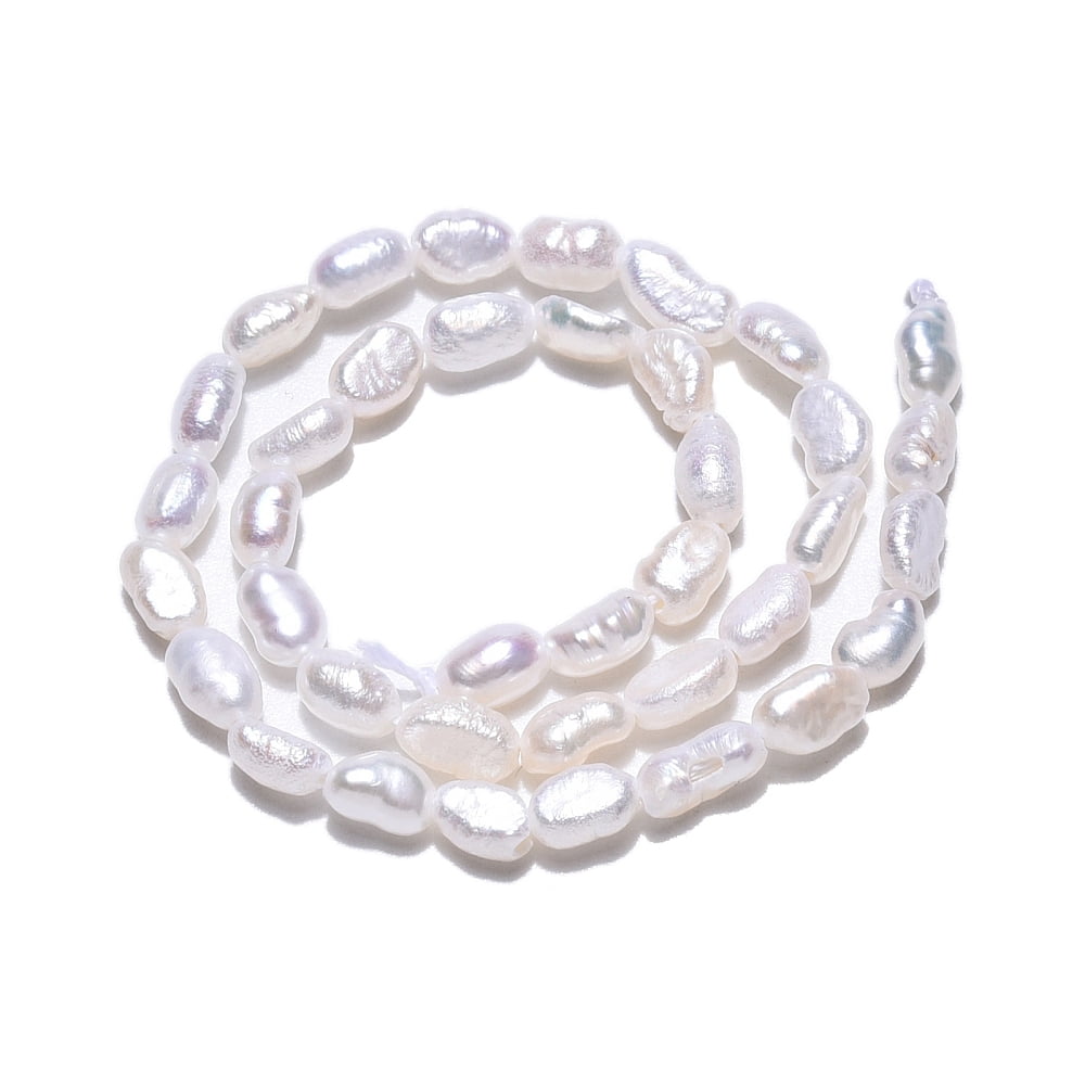 Natural Cultured Freshwater Pearl Beads Strands Baroque Pearls Keshi Pearl Beads Two Sides PolishedHole: 0.5mm 6.85~7.32''(17.4~18.6cm)