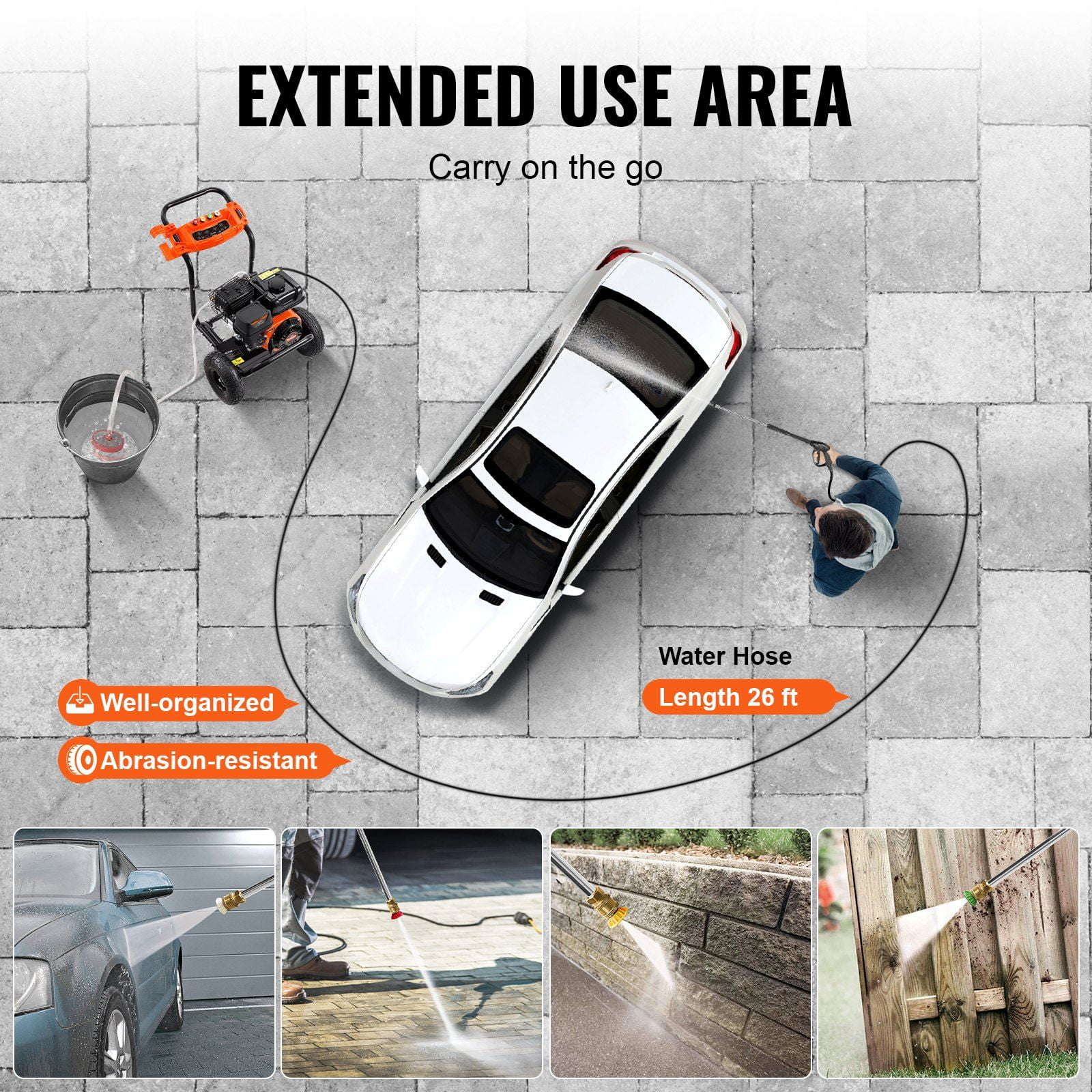 Heavy-Duty 3500 PSI Gas Pressure Washer, 2.6 Gallons Per Minute, Includes 5 Nozzle Set to Tackle Tough Dirt on Various Surfaces