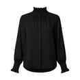 thumbnail image 5 of APEXFWDT Long Sleeve Dressy Casual Shirts Women Button Down Ruffle Collar Shirts Ladies Business Office Work Tops,S,Black, 5 of 7