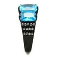 thumbnail image 3 of IP Black(Ion Plating) Stainless Steel Ring with AAA Grade CZ in Sea Blue for Women Sea Blue Stone Color Style TK1866 Size 6, 3 of 3