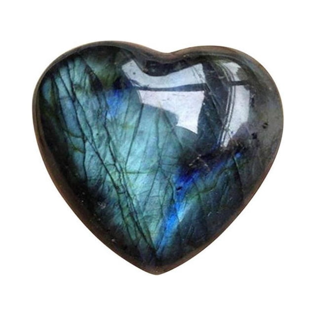 LUVCLS Piedra lunar de cristal natural en forma de corazón, cuarzo pulido, curación, nueva versión 2