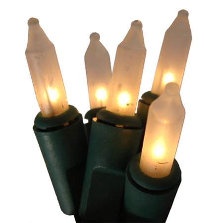 Set of 100 Super Bright Frosted White Mini Christmas Lights - Green