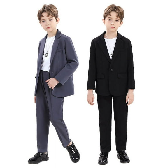 ETHAN Boys Suit 2 Piece Slim Fit Tuxedo Blazer Jacket Pant for Kids Prom Wedding Outfits Formal Set Size 2T-20Y