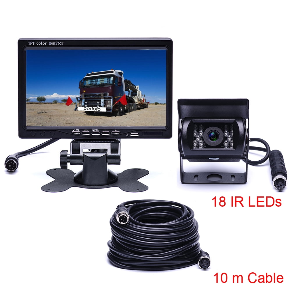 IR Reversing Camera+10M 12-24V 7" LCD Monitor Car Rear View Kit for Truck Car 