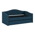 thumbnail image 4 of CorLiving Everly Modern Upholstered Twin Size Day Bed with Trundle and Nail Head Trim, Navy Blue, 4 of 10