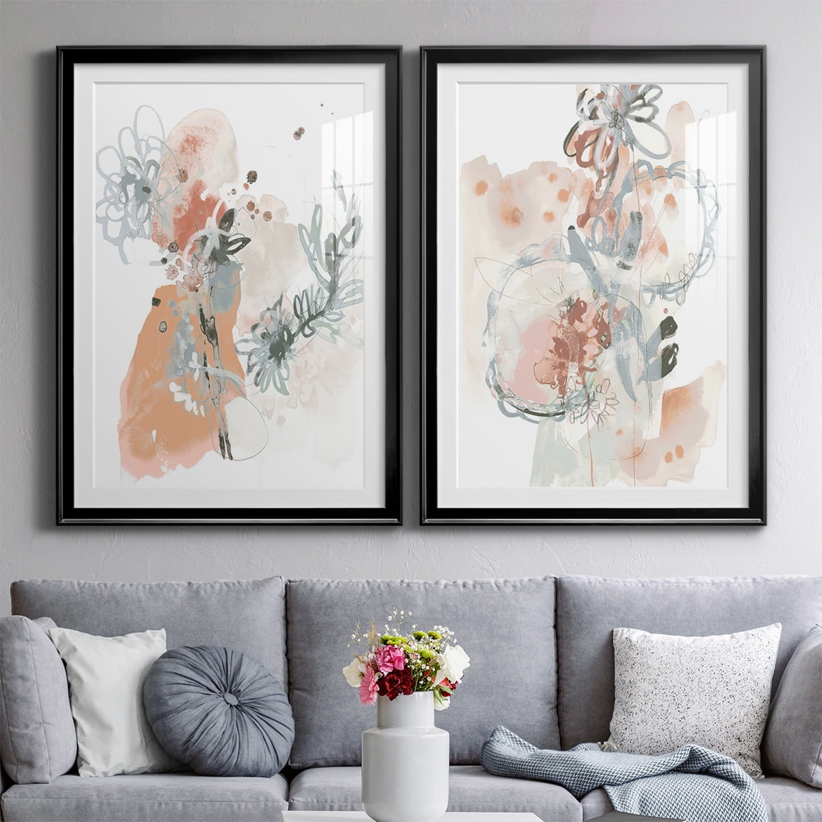Wexford Home Petal Drift I Premium Framed Print, 18.5" x 24.5" - Ready to Hang, Black (Set of 2)