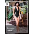 thumbnail image 4 of Trajes de baño de una pieza con cuello en V para mujer Trajes de baño con espalda abierta y espalda descubierta Trajes de baño con recorte de pierna alta,negro,l Feliz Sencillez, 4 of 5