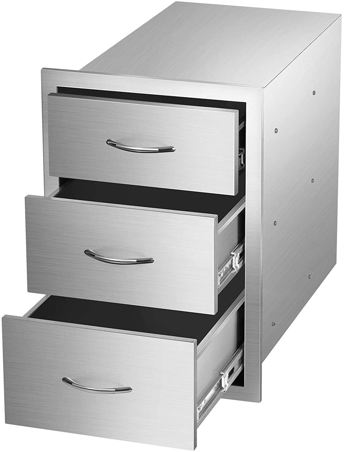 Outdoor Kitchen Stainless Steel Triple Access BBQ Drawers with Chrome  Handle 22.99 x 17.95 x 23.22 in