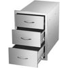 [US IN STOCK] Outdoor Kitchen Stainless Steel Triple Access BBQ Drawers with Chrome Handle 22.99 x 17.95 x 23.22 in