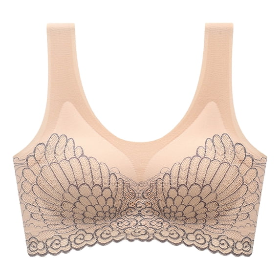 Bigersell Wireless Bra Women Top Bra Wire-Free Underwear Vest Style Sport Lingerie Female Full-Coverage Wirefree Bra Women's Plus Polyester Bralette Bra Style 589, Beige L