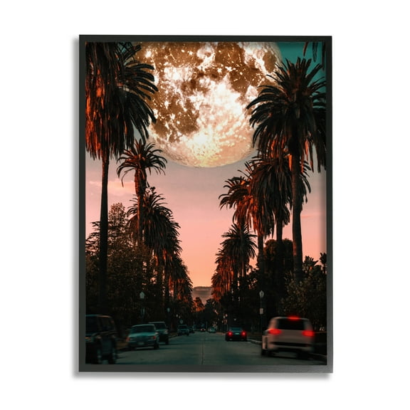 Stupell Industries Tropical Moon Sunset Botanical & Floral Painting Black Framed Art Print Wall Art, 11 x 14