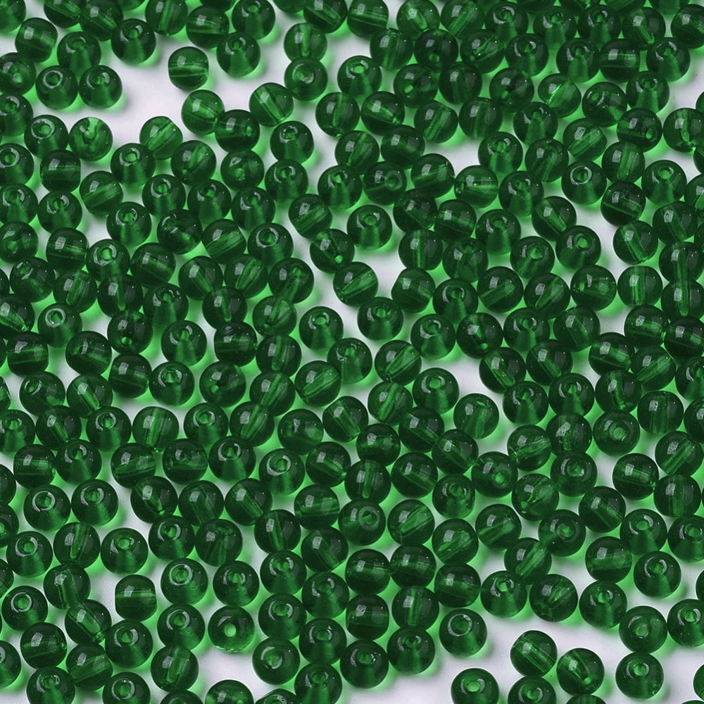 1 bag Transparent Glass Beads Round Green 4x3mm Hole: 1mm 4500pcs/bag