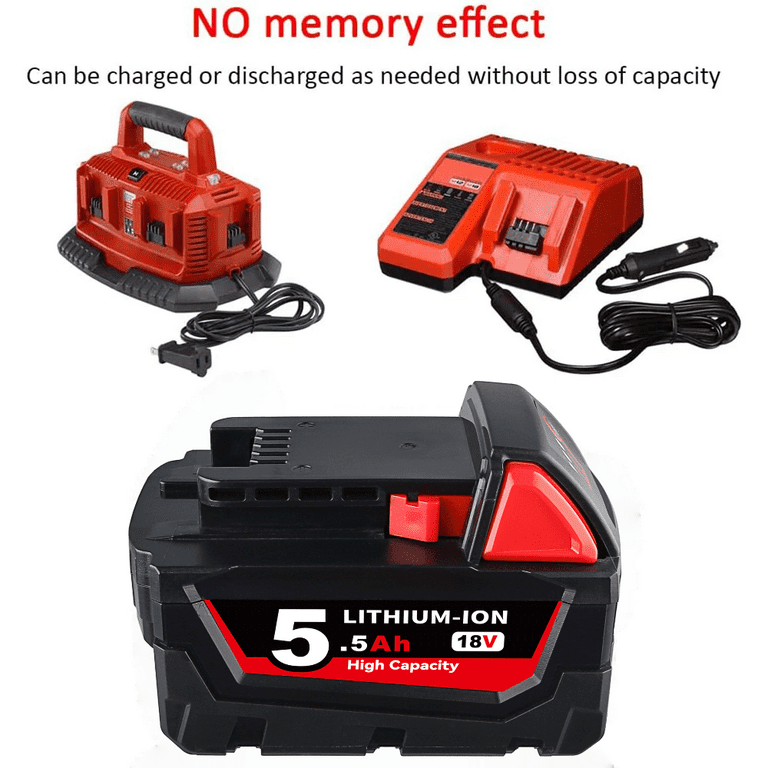 Milwaukee M18 Lithium 18V 5.5AH Extended Capacity Cordless Battery 2Pack 48 11 1860 Walmart