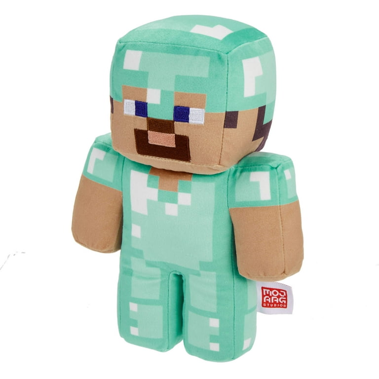 Minecraft Diamond Steve Plush Character, 8-inch Collectible Soft
