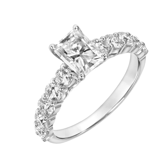 2 Carat DEW Round Moissanite Sterling Silver Engagement Ring