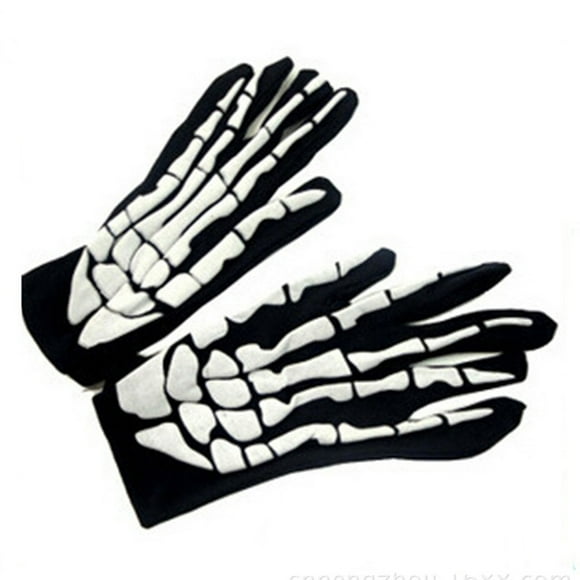 YOUSNH Halloween Skull Claw Bone Skeleton Goth Racing Full Gloves for Women Men White One Size
