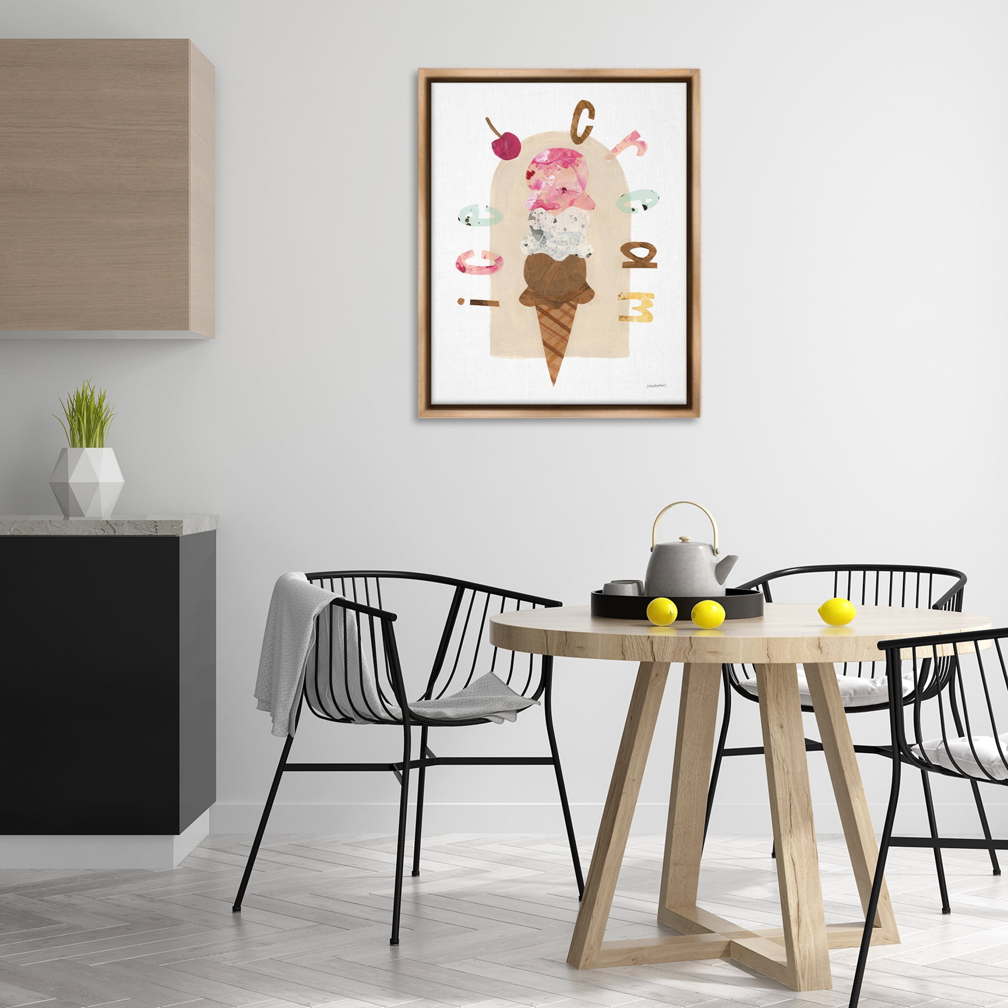 Stupell Industries Ice Cream Whimsy Food & Beverage Painting Brown Floater Framed Canvas Art Print Wall Art, 25 x 31