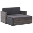 thumbnail image 1 of vidaXL 2 Piece Garden Lounge Set with Cushions Poly Rattan Grey, 1 of 5