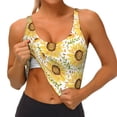 thumbnail image 3 of Daiia Watercolor With Sunflowers Printed Women's Sports Bra, Breathable Activewear Bra with U-Back Design and Removable Pads, Comfortable and Supportive for Yoga, Workout-X-Large, 3 of 8