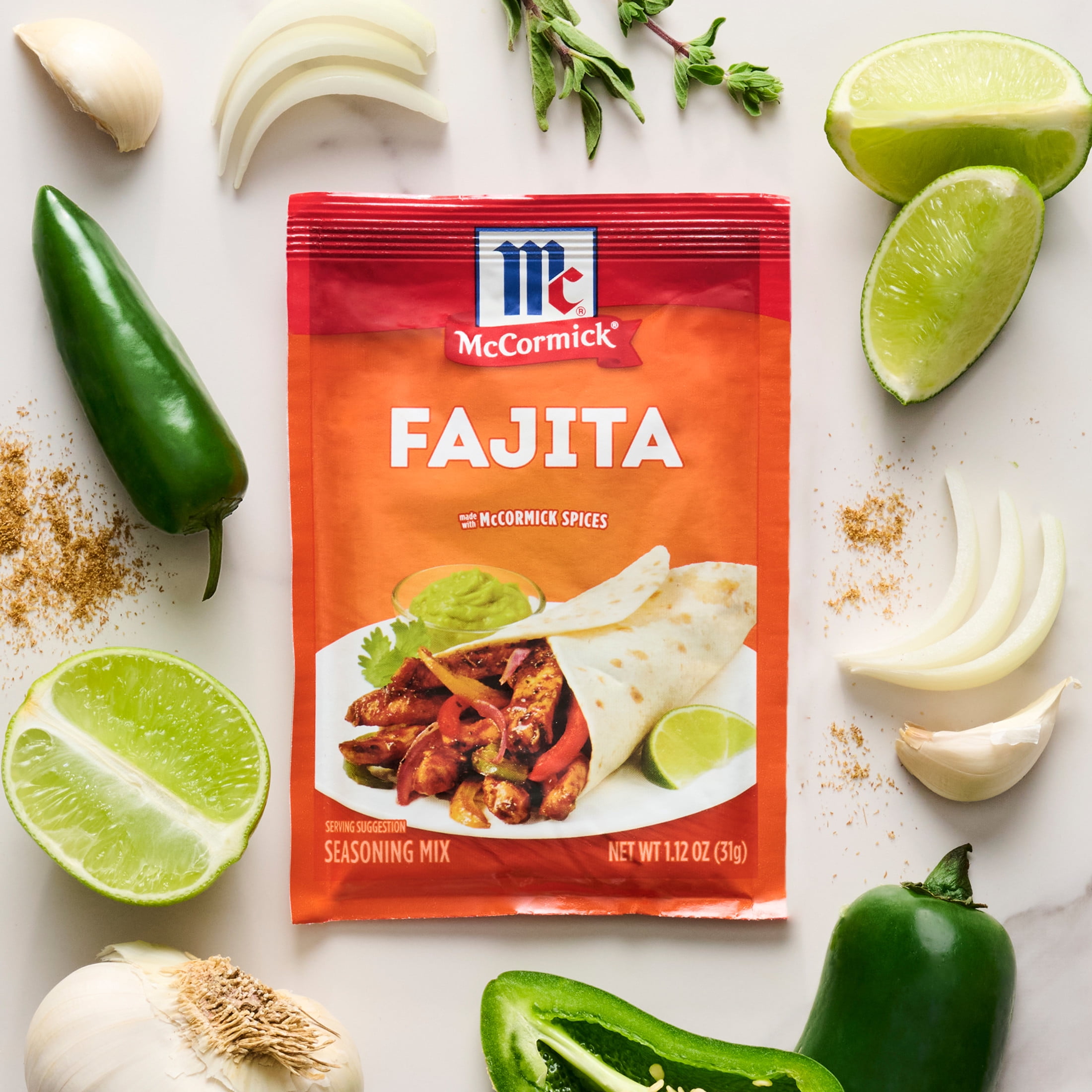 (8 pack) McCormick Fajita Seasoning Mix, 1.12 oz Packet