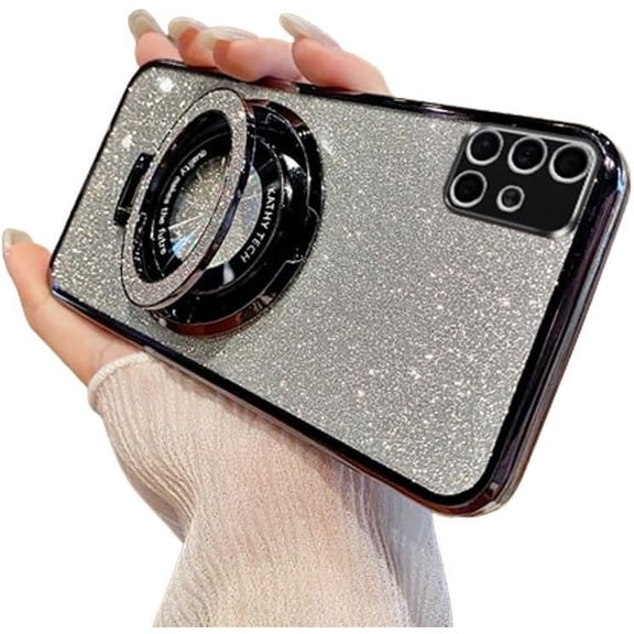 Case for Samsung Galaxy A71 Case Glitter Bling with Stand Camera Protector Phone Case Slim Luxury Plating Bumper Shockproof Protective Case Cover for Samsung Galaxy A71 4G Black YD