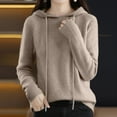 thumbnail image 2 of RMGVDSD Women's Soft Hooded Pullover Sweater Fashion Knitted Long Sleeve Sweaters For Women Solid Color Pullover Knit Sweater Top /Grey, 2 of 8
