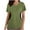 A-Army Green, variant on Women Regular Nursing Uniform Tops V-Neck Scrub Top Casual Solid Patchwork Short Sleeve Medicals Scrub Stretch Work Tops with Pockets