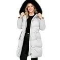 thumbnail image 5 of Womens Winter Down Jacket Plus Size Long Puffer Jackets Hooded Faux Fur Warm Insulated Coat with Pockets Long-sleeved Padded Windproof Winter Outwear Coats for Women White XXXL, 5 of 7