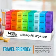 MEDca Monthly Pill Organizer - 32 Daily Cases, 4 Times a Day, Rainbow