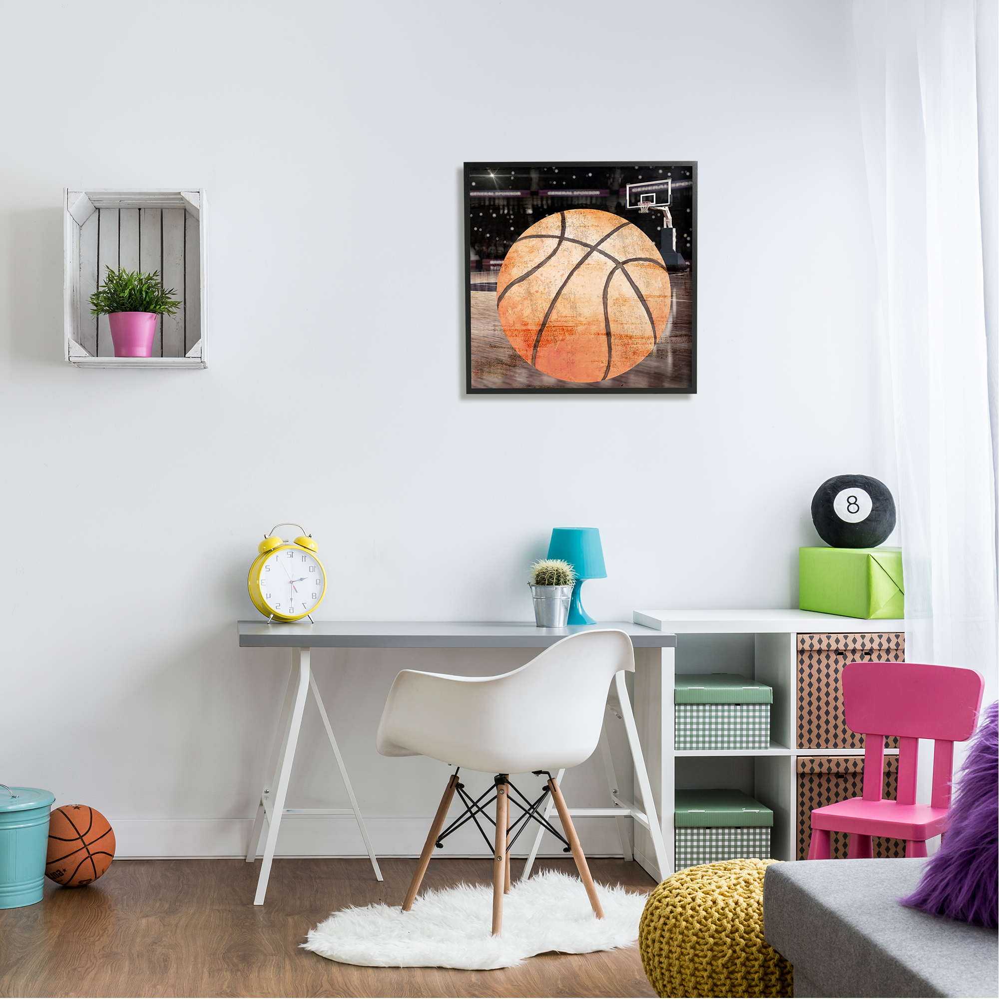 Stupell Industries Abstract Basketball Court Abstract Painting Black Framed Art Print Wall Art, 24 x 24