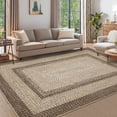 thumbnail image 2 of Garvee 5'x7' Printed Braided Rugs Farmhouse Bordered Carpet, Machine Washable Indoor Area Rug Non-Slip Low Pile Rugs for Living Room Bedroom Home Decor, Natural, 2 of 9