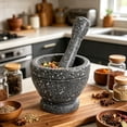 thumbnail image 4 of DLMCUH Mortar and Pestle Set, Hand Herb Crusher, Spice Grinder, Stone Grinder Bowl for Making Guacamole and Pesto,Guacamole Bowl and Masher, 4 of 5