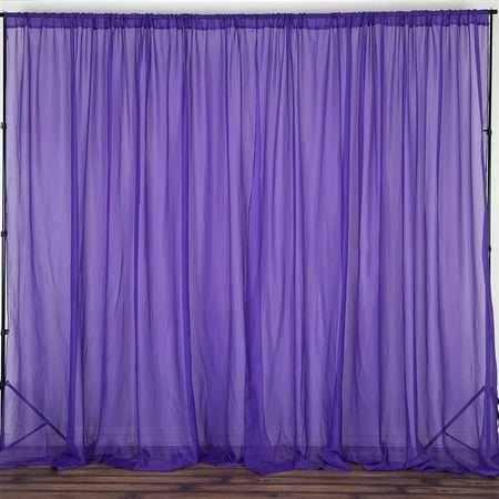 Image of Efavormart 2 Pack | Purple Fire Retardant Sheer Organza Premium Curtain Panel Backdrops With Rod Pockets - 10ftx10ft