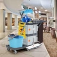 thumbnail image 6 of EastVita Commercial Janitorial Cart with Cabinet, 3-ply Multi-Purpose Engineered Plastic Housekeeping Cart with 30 Gallon Bag Hand Push Utility Cart, 200 lbs Load Capacity, 6 of 7