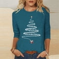 thumbnail image 2 of KIHOUT Womens Tops Long Sleeve Juniors Fashion Christmas Printing Loose T-shirt 3/4 Sleeves Blouse Round Neck Casual Tops, 2 of 4