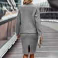 thumbnail image 6 of Pxiakgy Women's Long Sleeve Fashion Half High Neck Sweater Short Skirt Solid Color Knitted Set Grey + S, 6 of 6