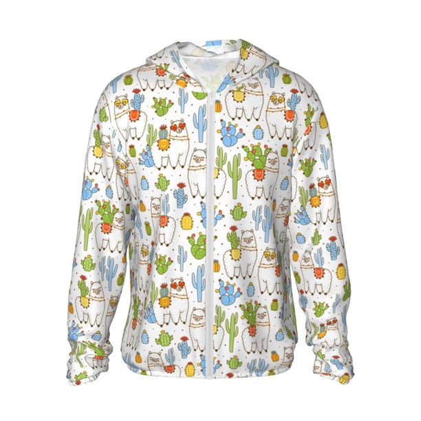 Fotbe Cactus Plants Chaqueta con Protección Solar UPF 50+ para Hombre y Mujer, Camisa con Capucha y Bolsillos-Medium