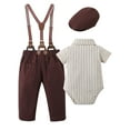 thumbnail image 2 of Baby Boy Clothes Outfit Suit Formal Romper Short Sleeve Shirts Suspender Pants Hat Bowtie 0-18M 4pcs, 2 of 17