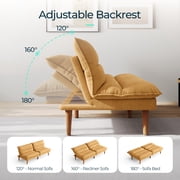 LINSY HOME Convertible Futon Sofa Bed, Convertiable Sofa Bed, Corduroy Material Yellow