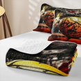 thumbnail image 4 of Castle Fairy Sport Basketball Twin Quilt Set,Abstract Graffiti Splash Twin Coverlet Set,Orange Black, 4 of 7