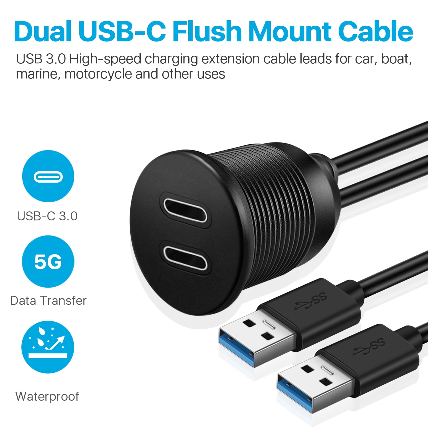 USB HDMI Mount Cable for Car USB Extension Flush HDMI+2.0-2M Dash Motorcycle and More Panel Mount Cable Boat USB HDMI Mount Cable for Car USB Extension Flush HDMI+2.0-2M Dash Motorcycle and More Panel Mount Cable Boat