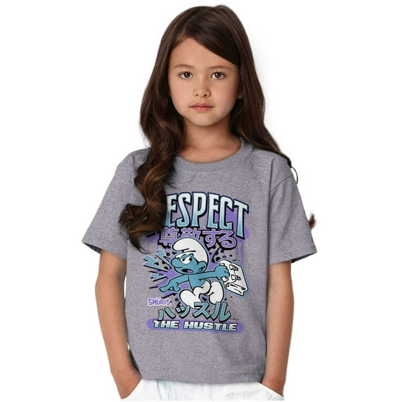 The Smurfs Kanji Respect the Hustle Crewneck T Shirts Boy Girl Teen Brisco Brands L