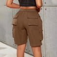 thumbnail image 2 of Fnooota Womens Cargo Bermuda Shorts, Elastic Waist Relaxed Fit Above the Knee Summer Hiking Shorts with Pockets Khaki Size S-2XL, 2 of 8