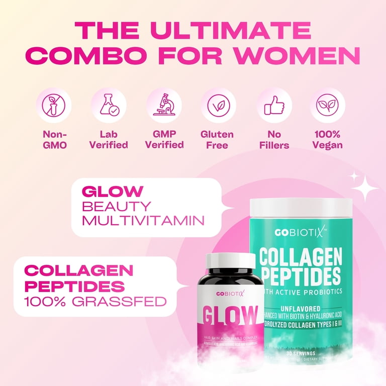 amatema glute y glow ingredients magnesium l carnitine hyaluronic acid GoBiotix Glow Biotin 10000mcg, Collagen Boost Hair, Skin & Nails  Multivitamin with Hyaluronic Acid, 90 Caps