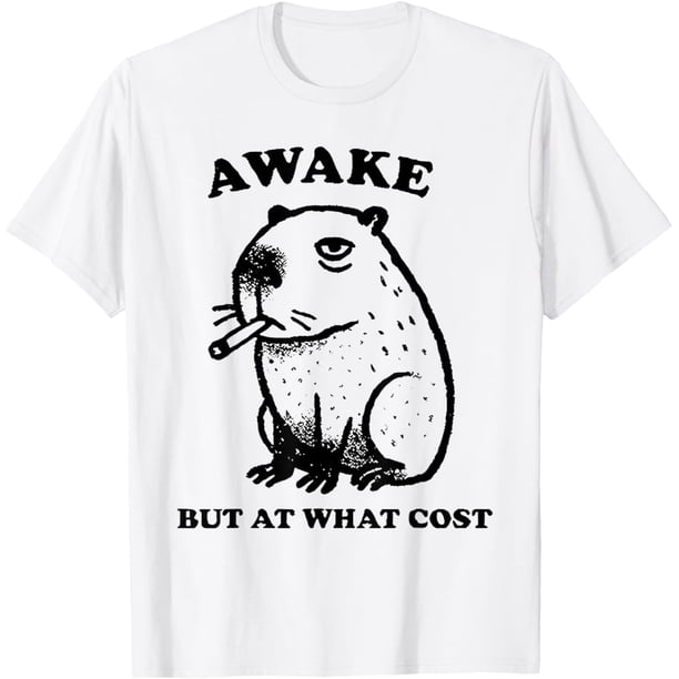 Smoking Capybara Awake But at What Cost Funny Meme Camiseta
