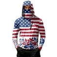 thumbnail image 2 of Mens UPF 50+ 250th Anniversary USA Flag Print Hoodie Long Sleeve UV Sun Protection Hiking Running Rash Guard Shirt, 2 of 4