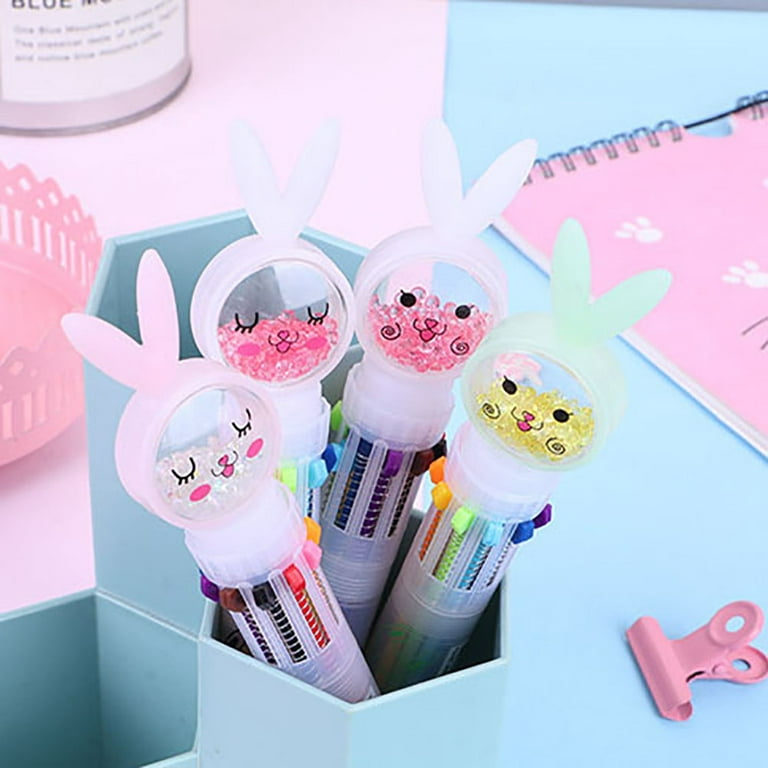10Pcs/Lot Cute 8 Color Ballpoint Pen Stationery Cartoon Transparent Marker  Pens for Writing School Office Supplies Students